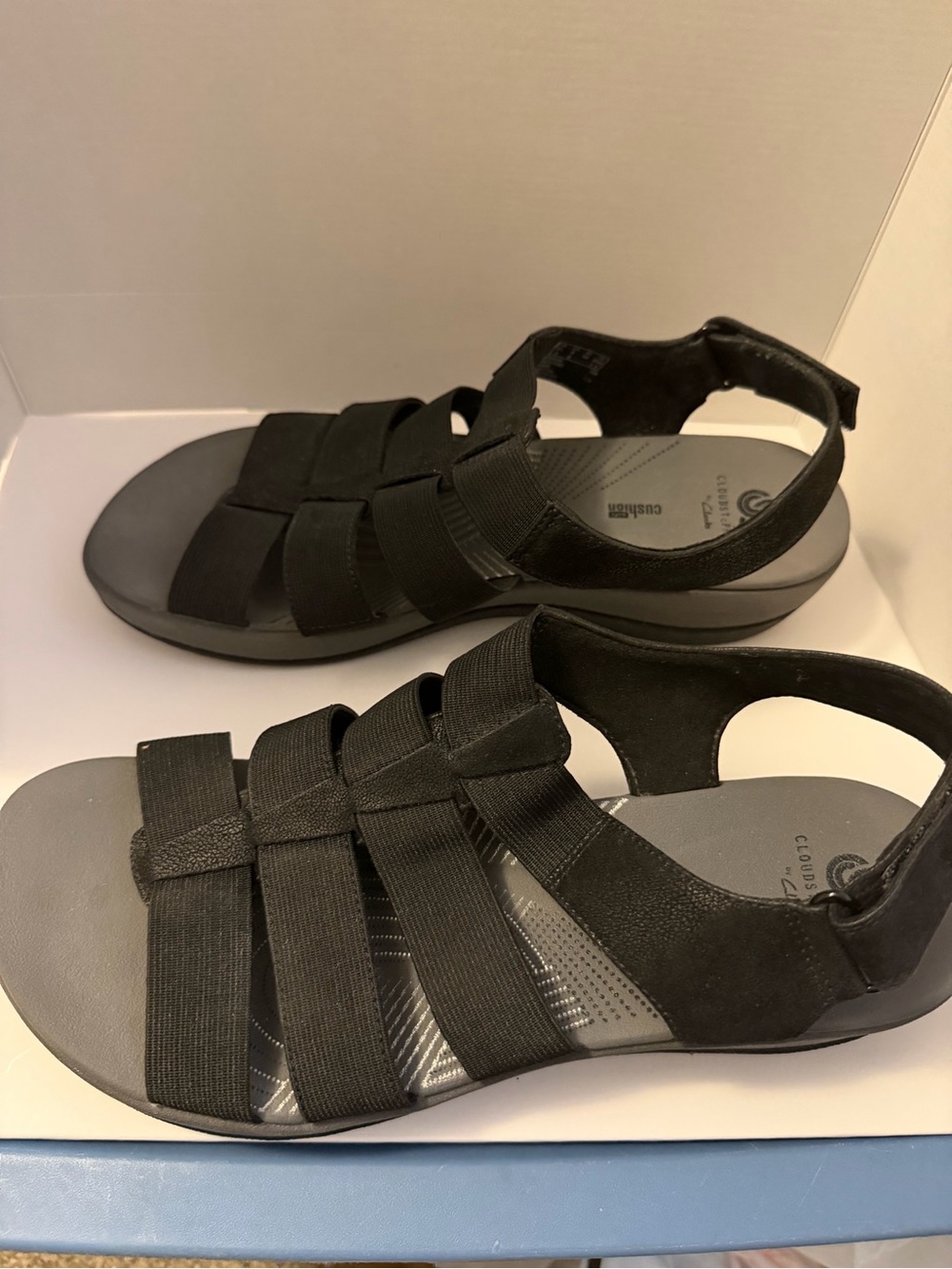 Cloudsteppers by Clarks Black Strappy Elastic Sandals